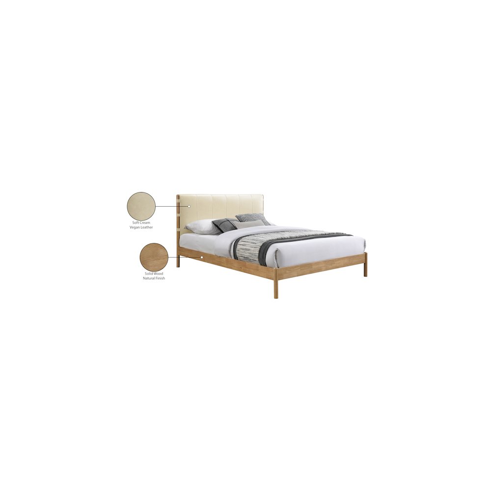 Asher Cream Vegan Leather Full Bed
