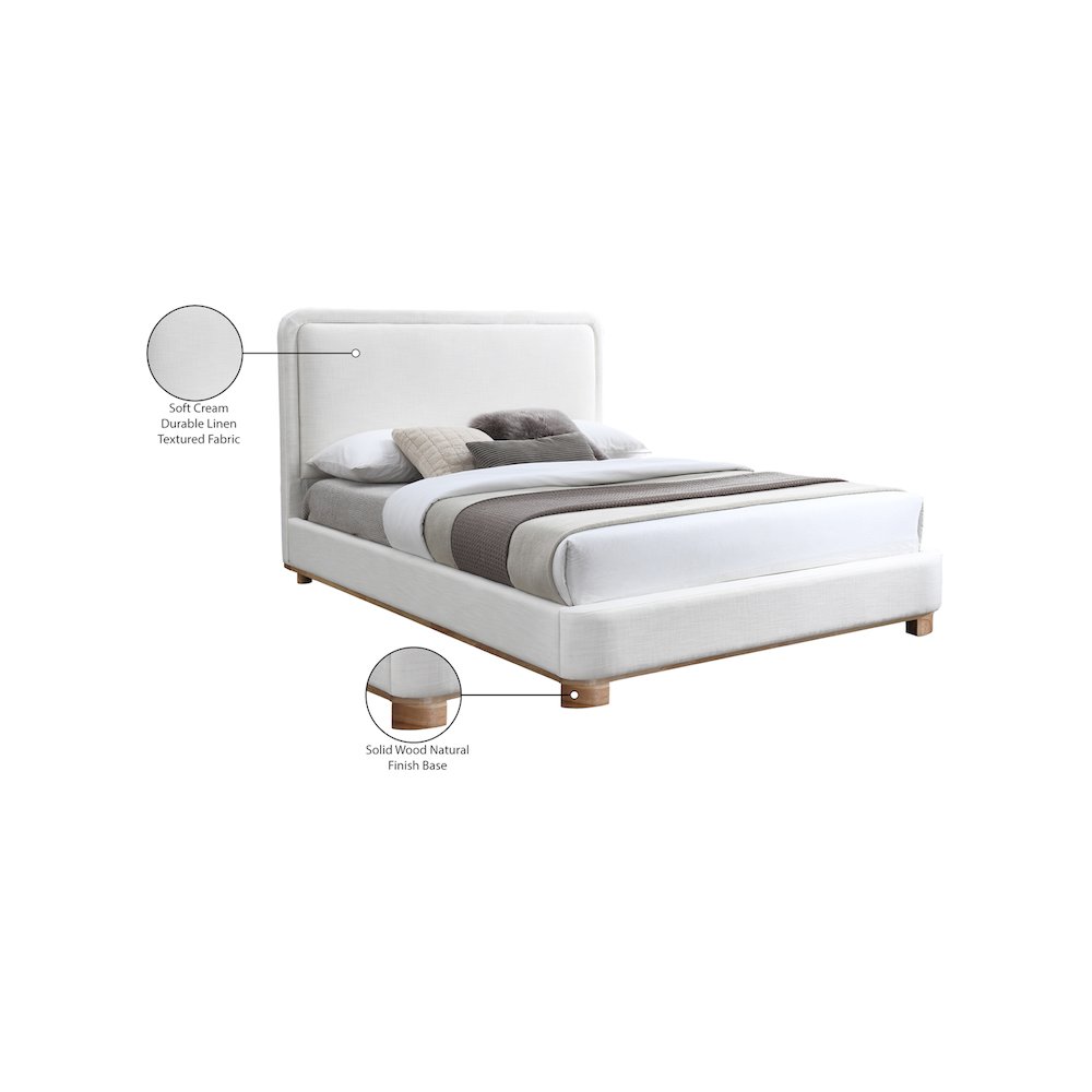 Nolita Cream Linen Textured Fabric Queen Bed