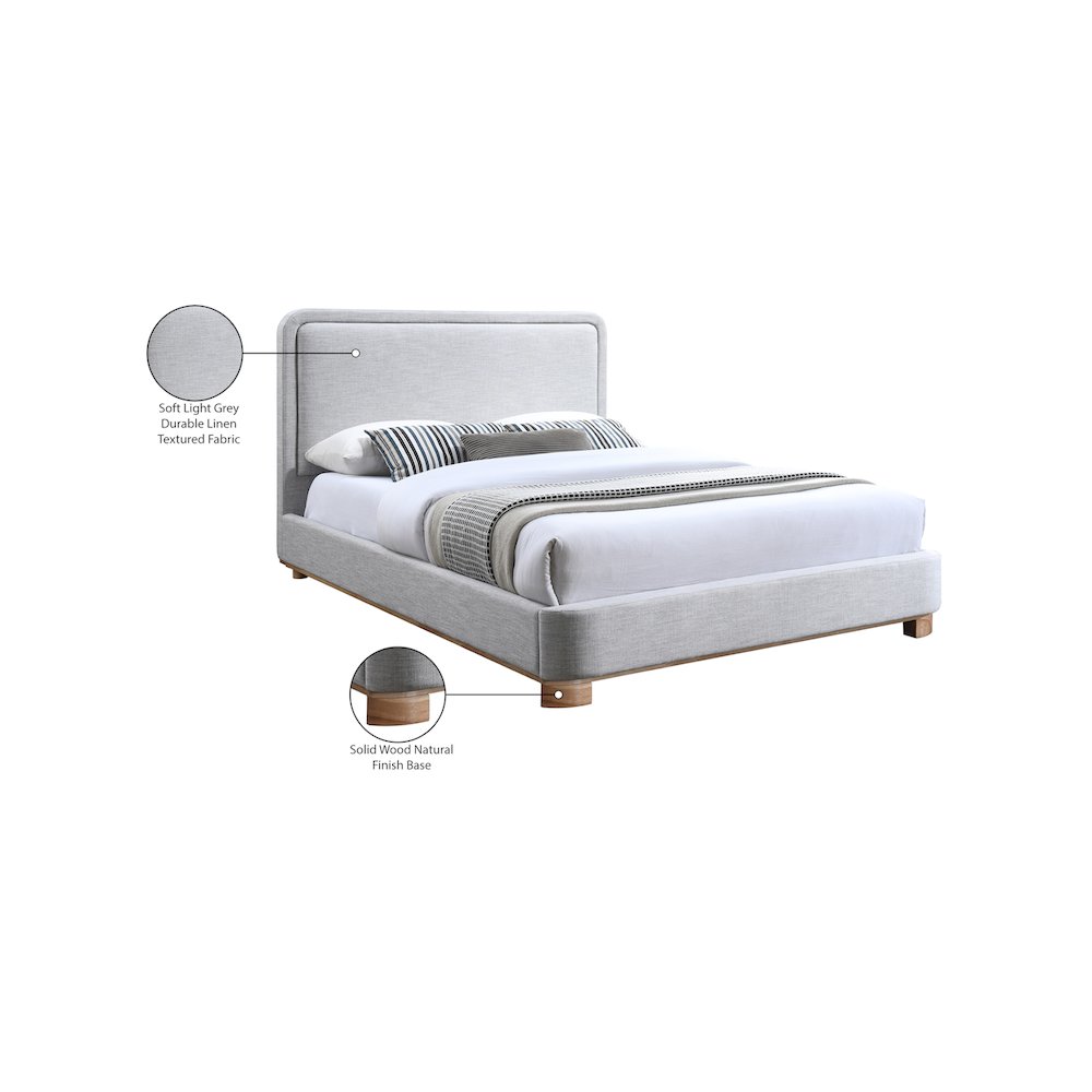 Nolita Grey Linen Textured Fabric King Bed