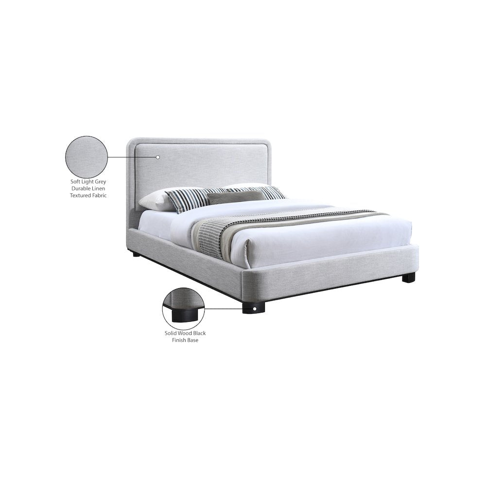 Nolita Grey Linen Textured Fabric Full Bed