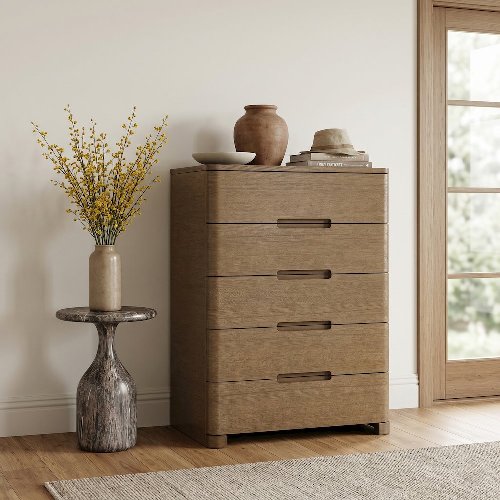 Caswell Brown Oak Veneer And Solid Wood Chest