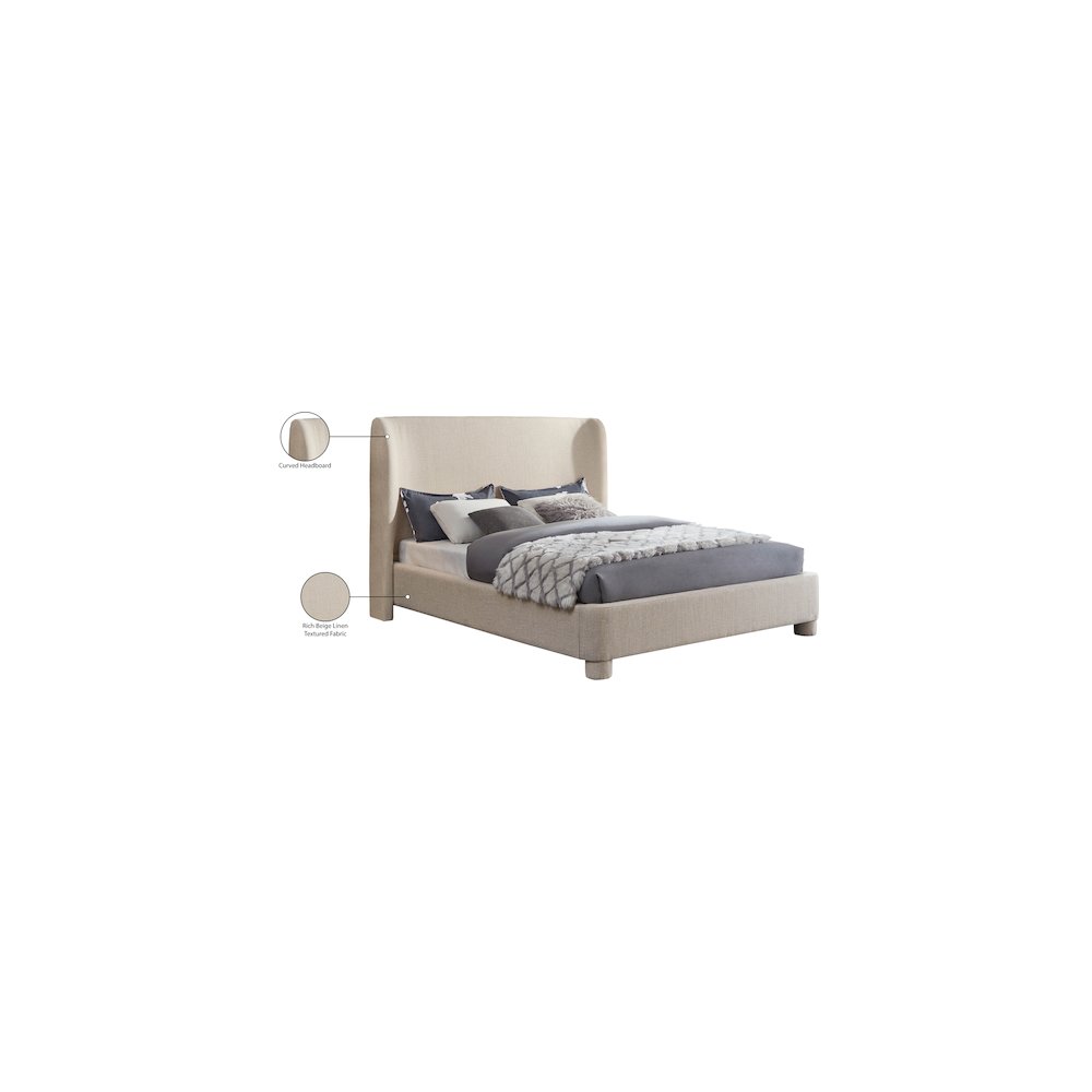 Penny Beige Polyester Fabric Full Bed