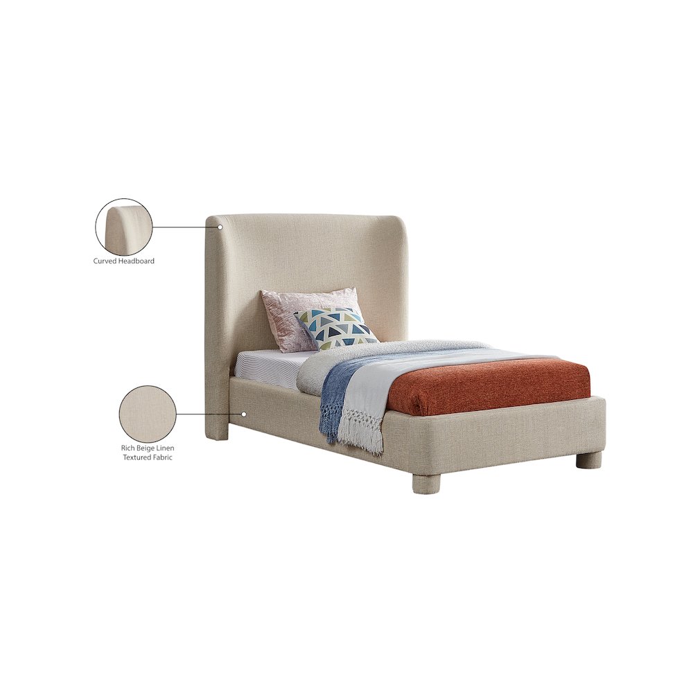 Penny Beige Polyester Fabric Twin Bed