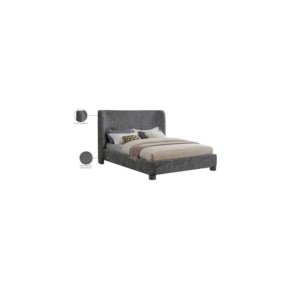 Penny Black Polyester Fabric Full Bed