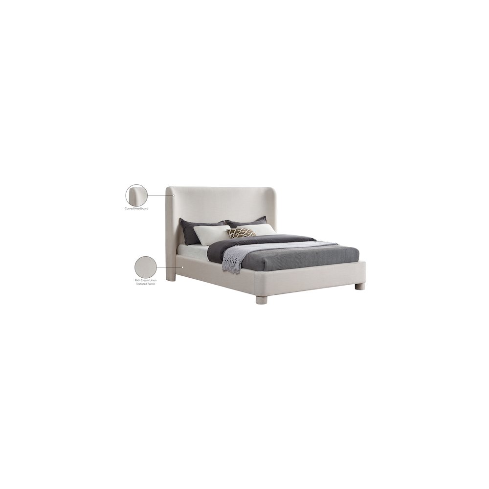 Penny Cream Linen Textured Fabric Full Bed