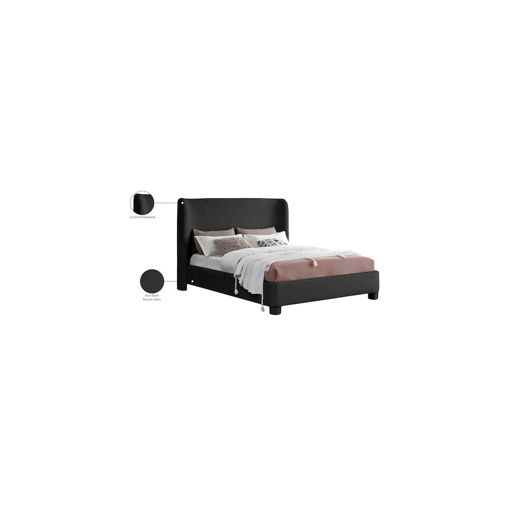 Penny Black Boucle Fabric King Bed