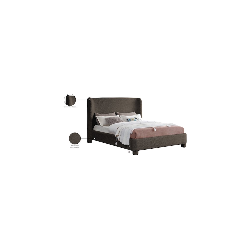 Penny Brown Boucle Fabric Full Bed