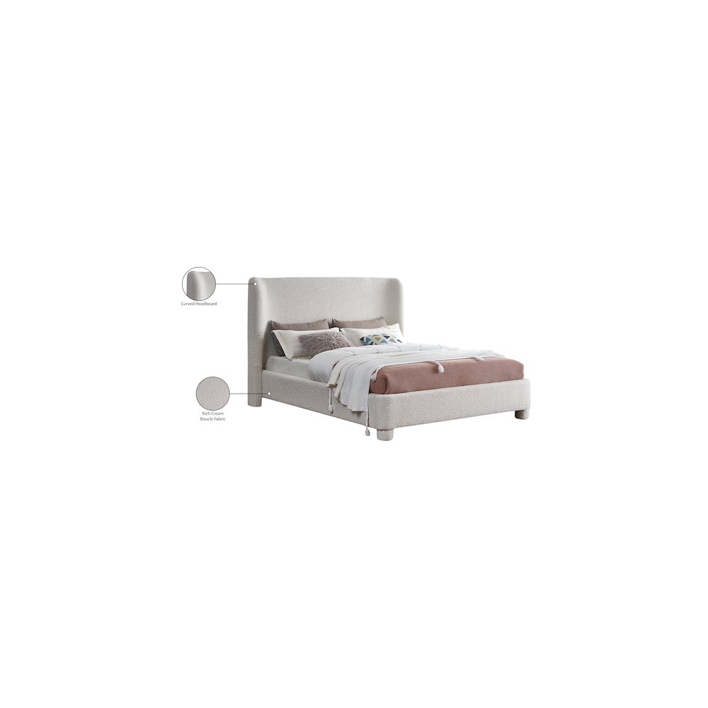 Penny Cream Boucle Fabric Full Bed