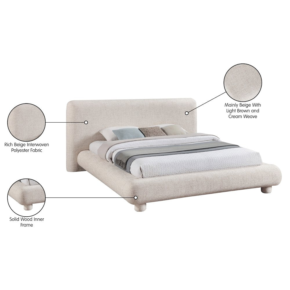 Blair Beige Fabric Upholstered Full Bed