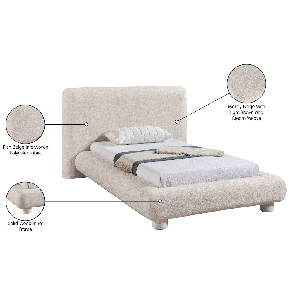 Blair Beige Fabric Upholstered Twin Bed
