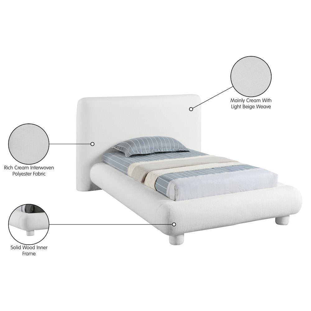 Blair Cream Fabric Upholstered Twin Bed
