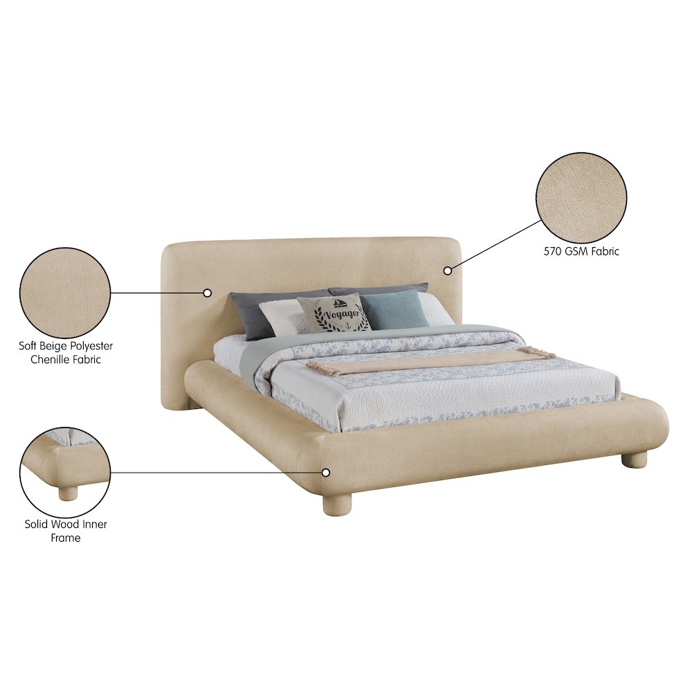 Blair Beige Chenille Fabric Upholstered Full Bed