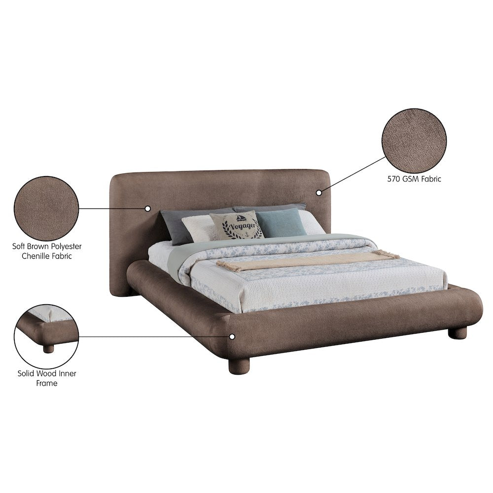 Blair Brown Chenille Fabric Upholstered Queen Bed
