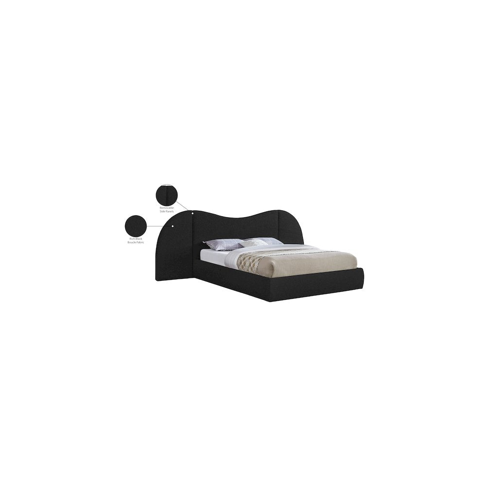Everest Black Boucle Fabric King Bed