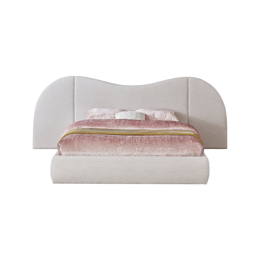 Everest Cream Linen Textured Fabric King Bed
