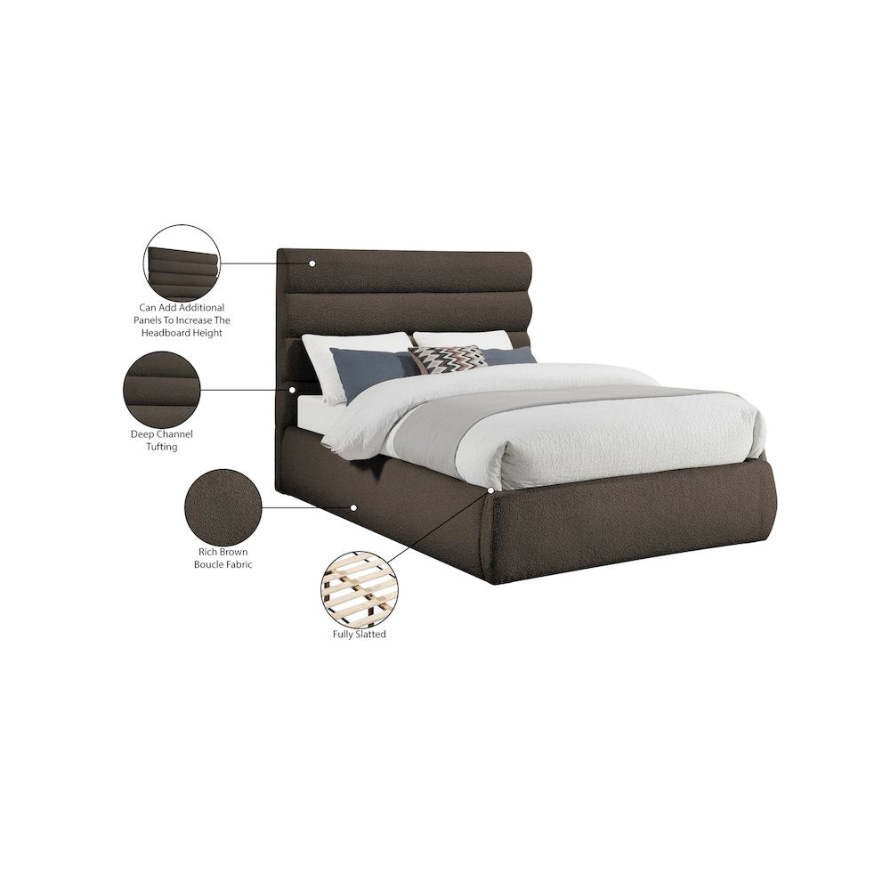 Adam Brown Boucle Fabric Full Bed