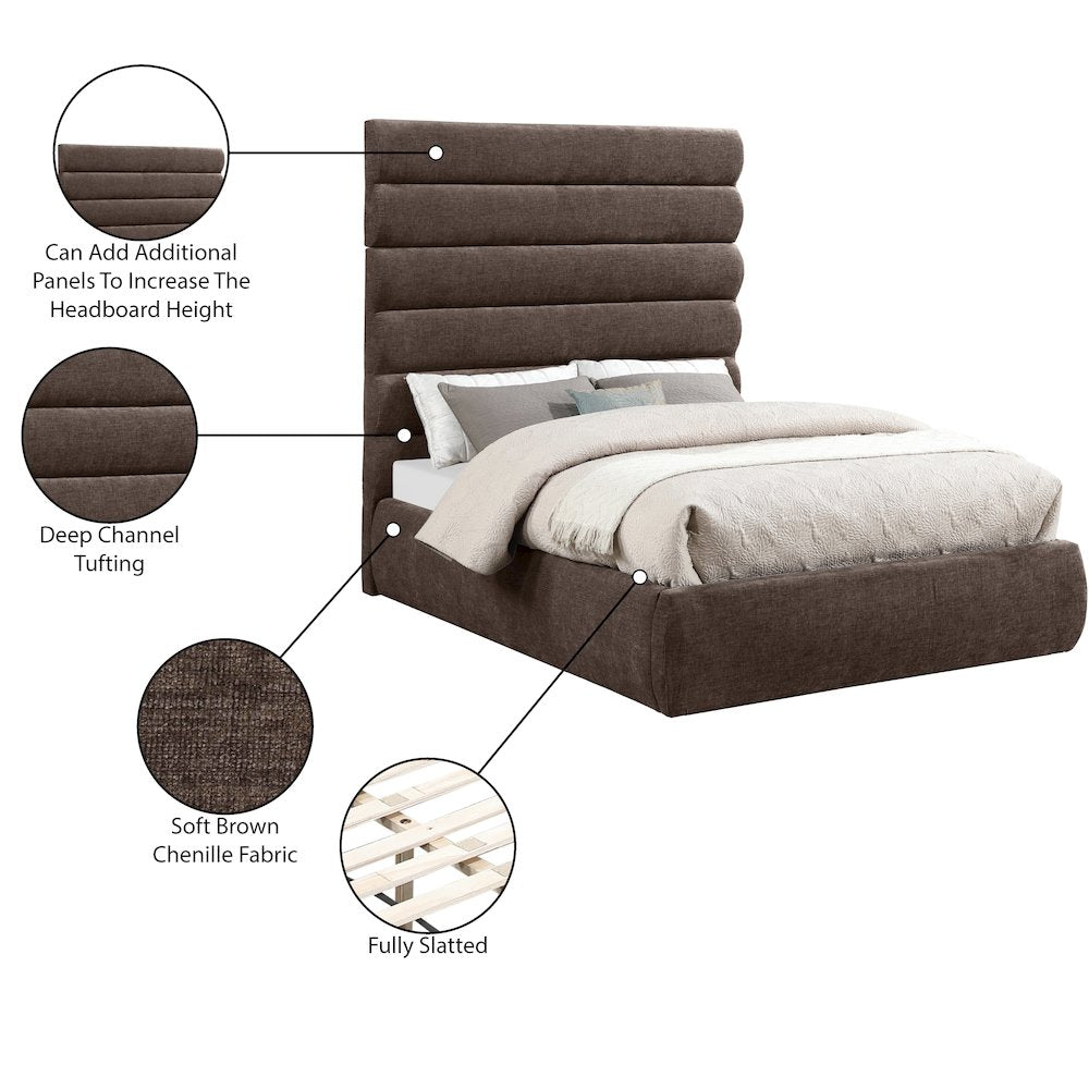 Adam Brown Chenille Fabric Full Bed