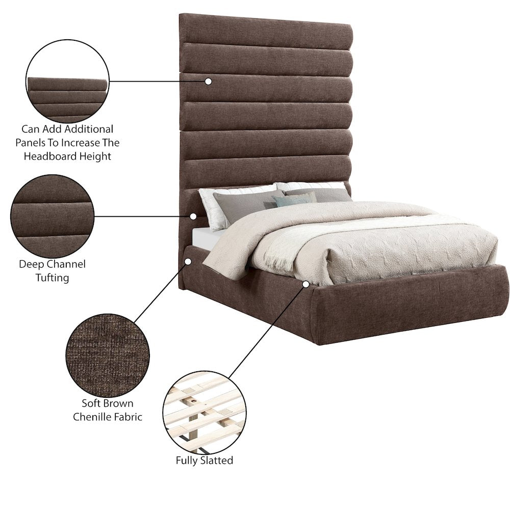 Adam Brown Chenille Fabric Full Bed