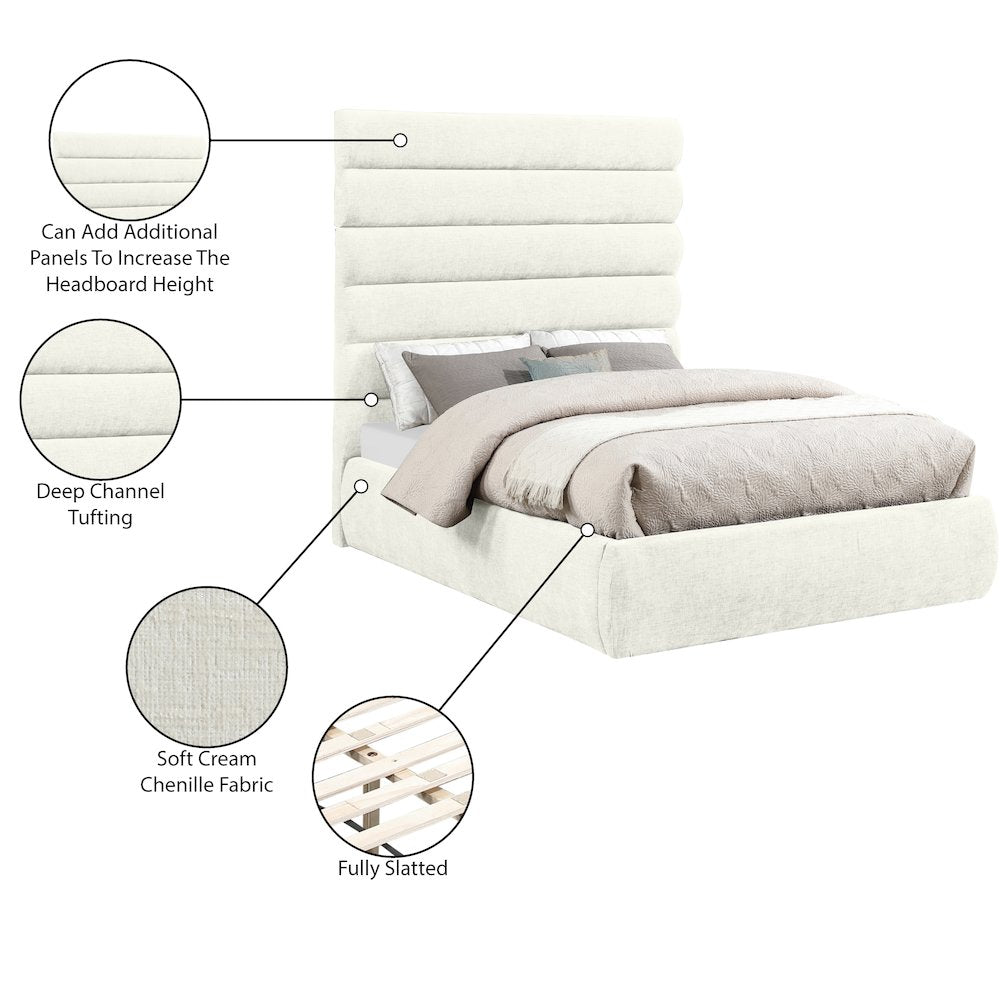 Adam Cream Chenille Fabric Full Bed