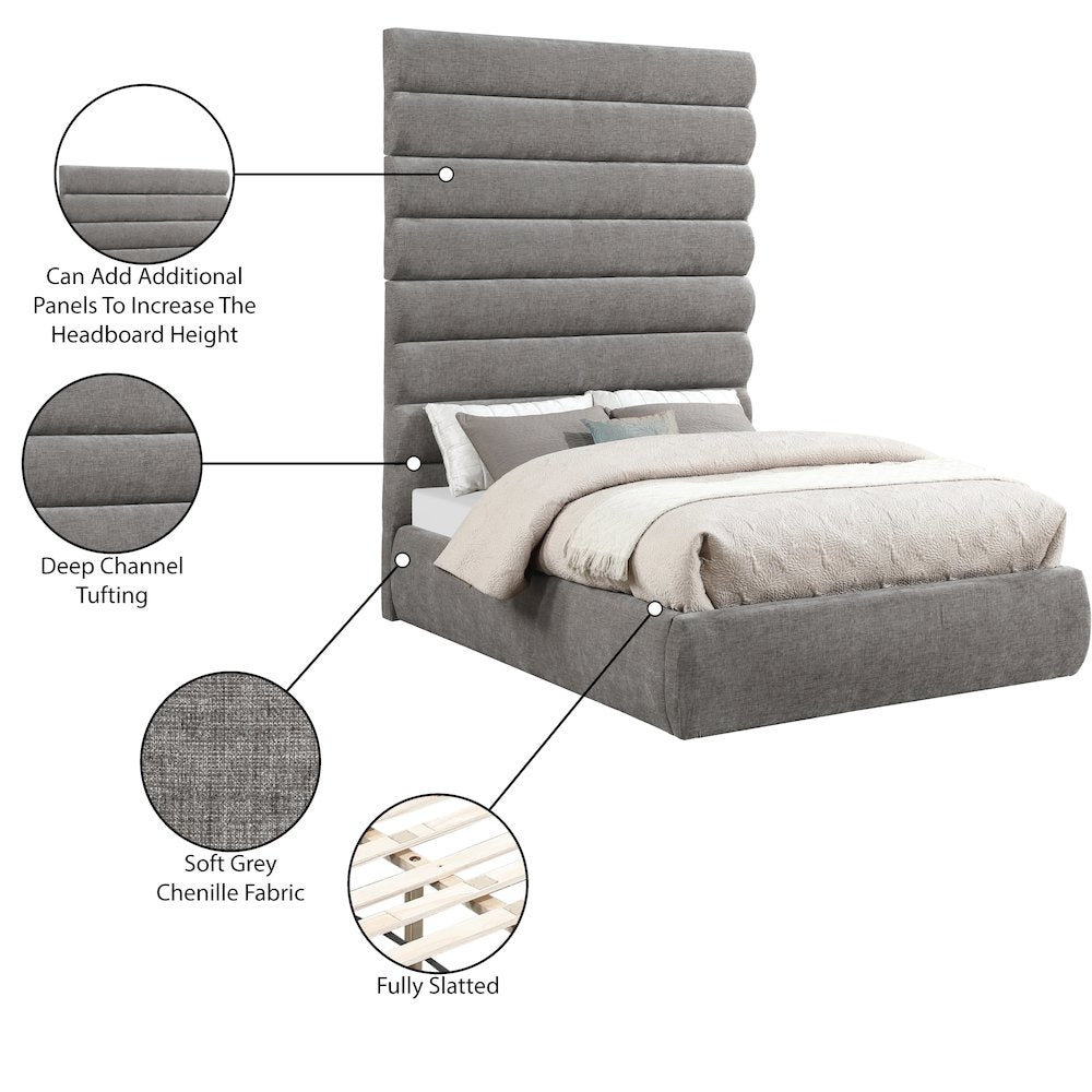 Adam Grey Chenille Fabric Full Bed