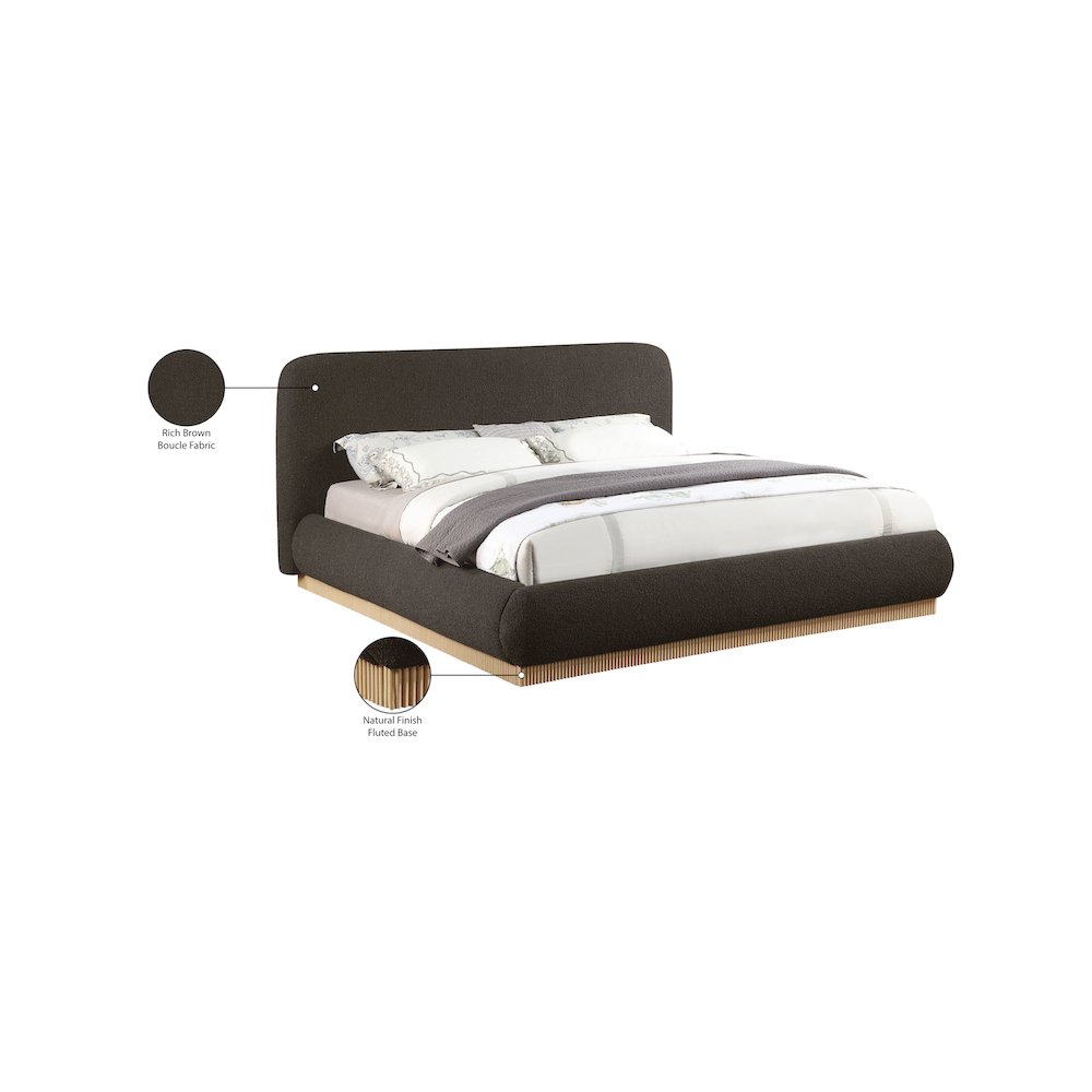 Rigby Brown Boucle Fabric King Bed
