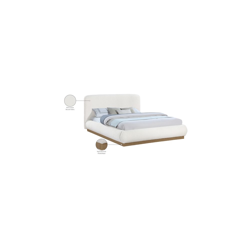Rigby Cream Boucle Fabric Queen Bed