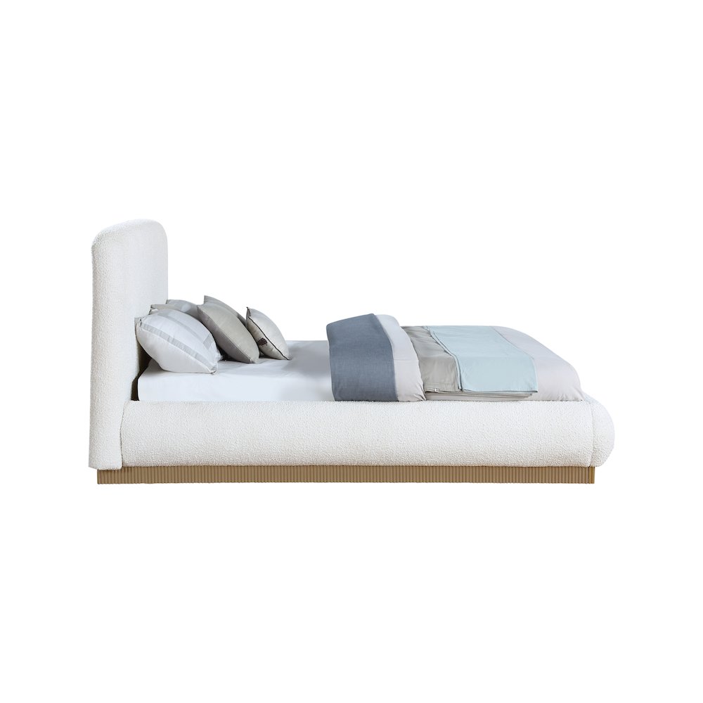 Rigby Cream Boucle Fabric Queen Bed