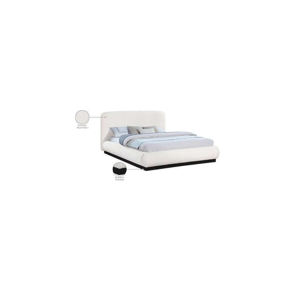 Rigby Cream Boucle Fabric King Bed