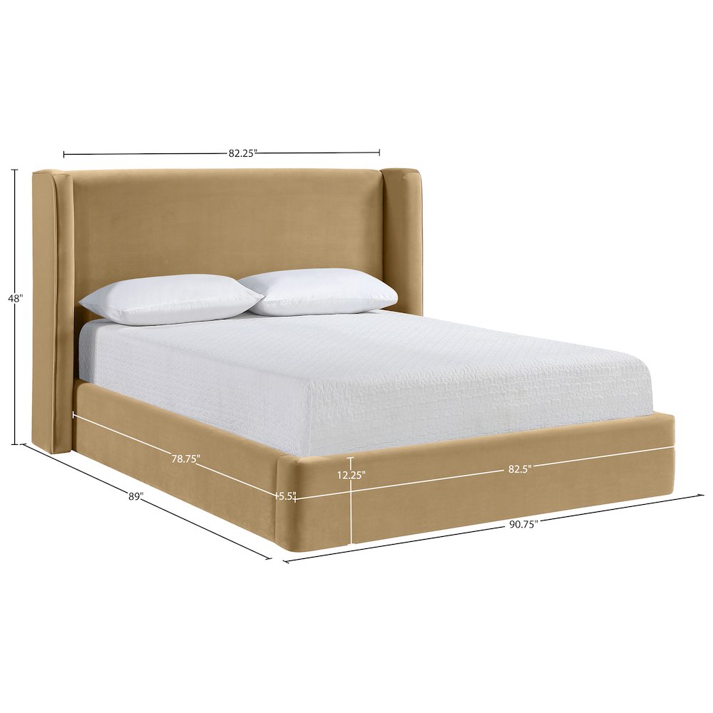 Kendall Camel Velvet Upholstered King Bed