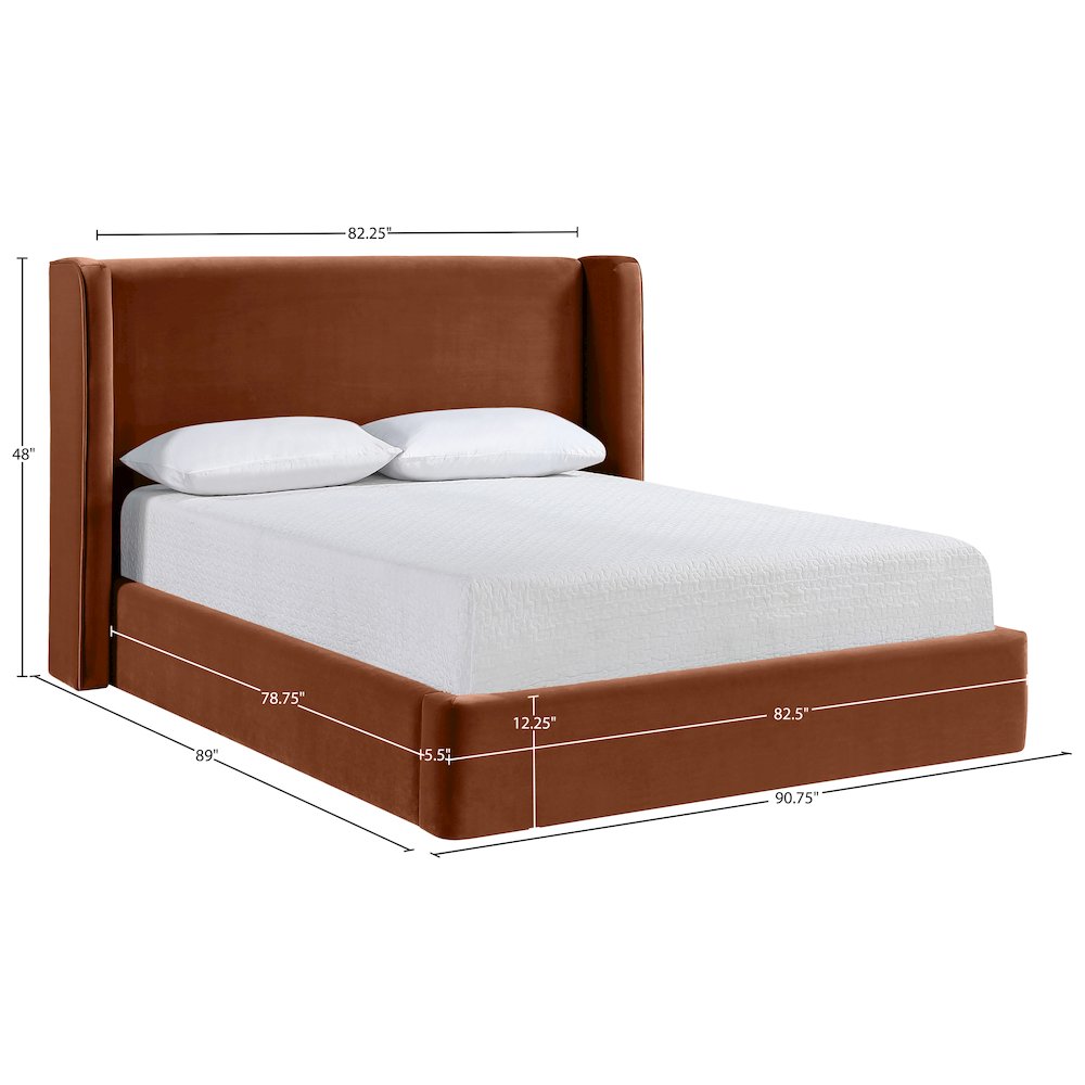 Kendall Cognac Velvet Upholstered King Bed