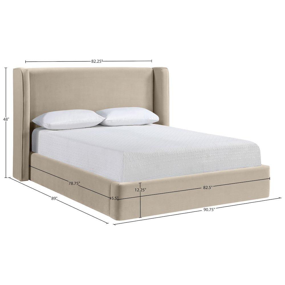 Kendall Cream Velvet Upholstered King Bed