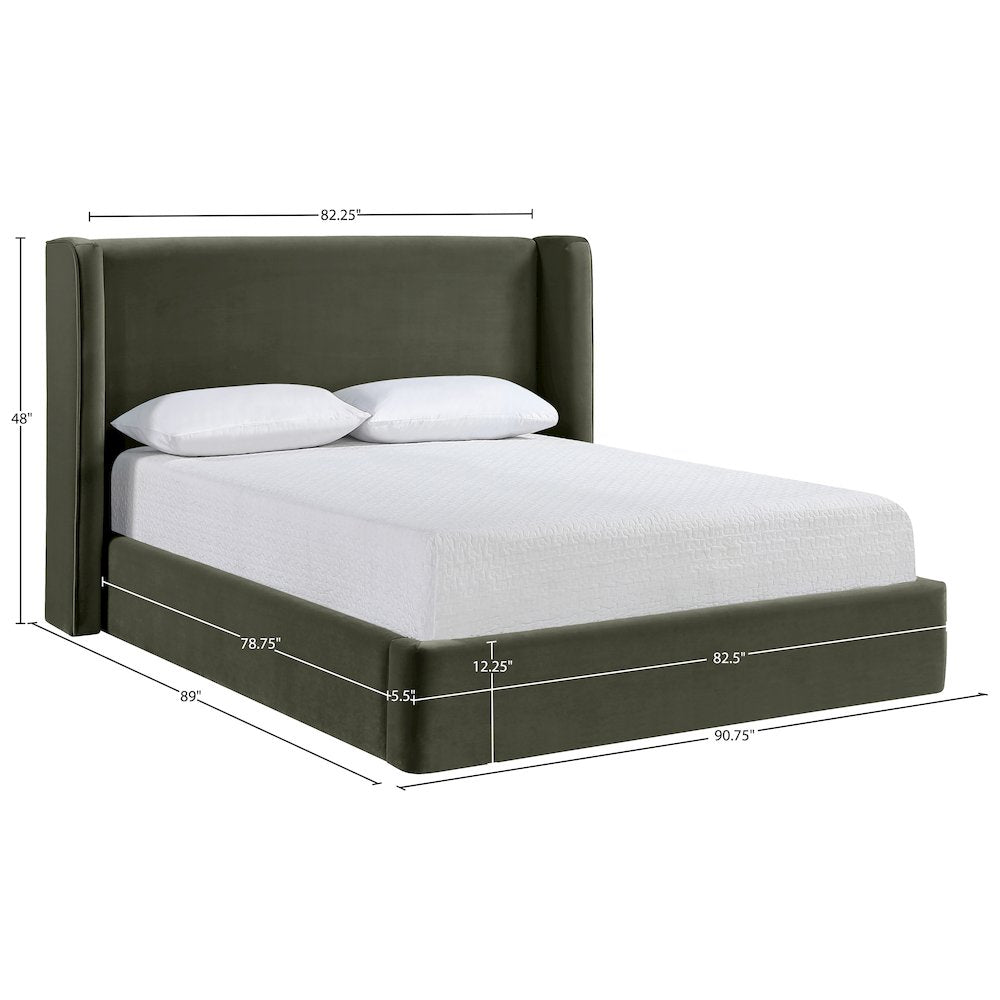 Kendall Green Velvet Upholstered King Bed