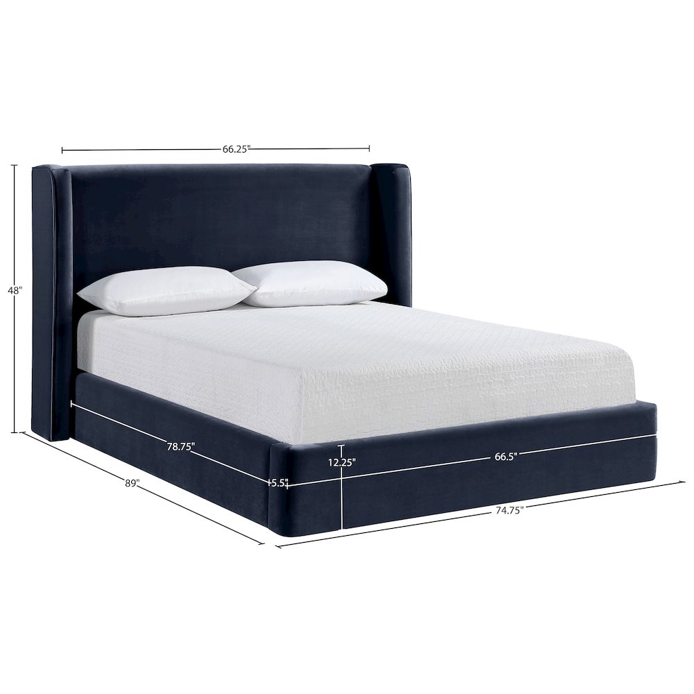 Kendall Navy Velvet Upholstered Queen Bed