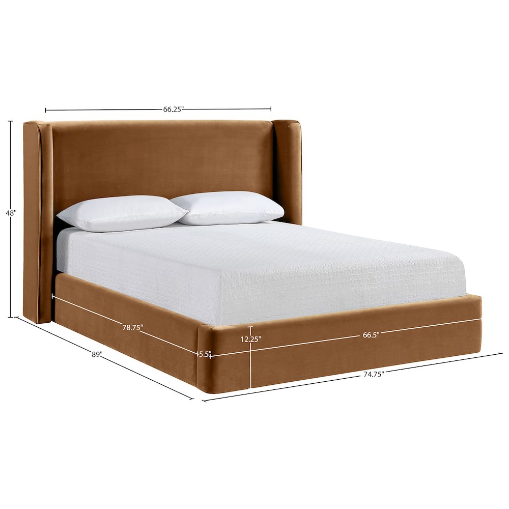 Kendall Saddle Velvet Upholstered Queen Bed
