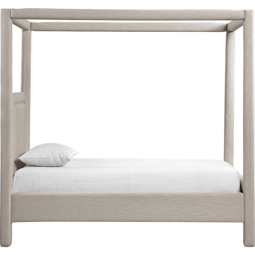 Salina Beige Linen Textured Fabric Upholstered Twin Bed