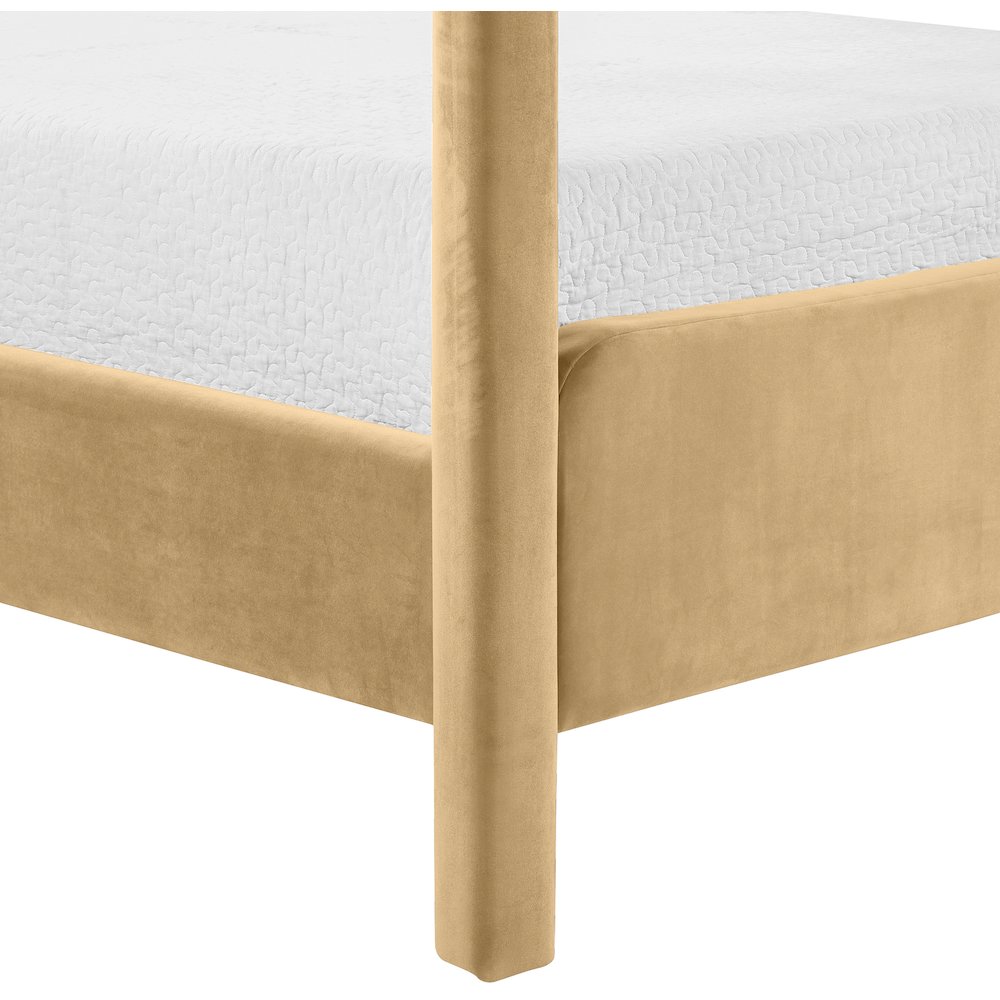 Salina Camel Velvet Upholstered Queen Bed