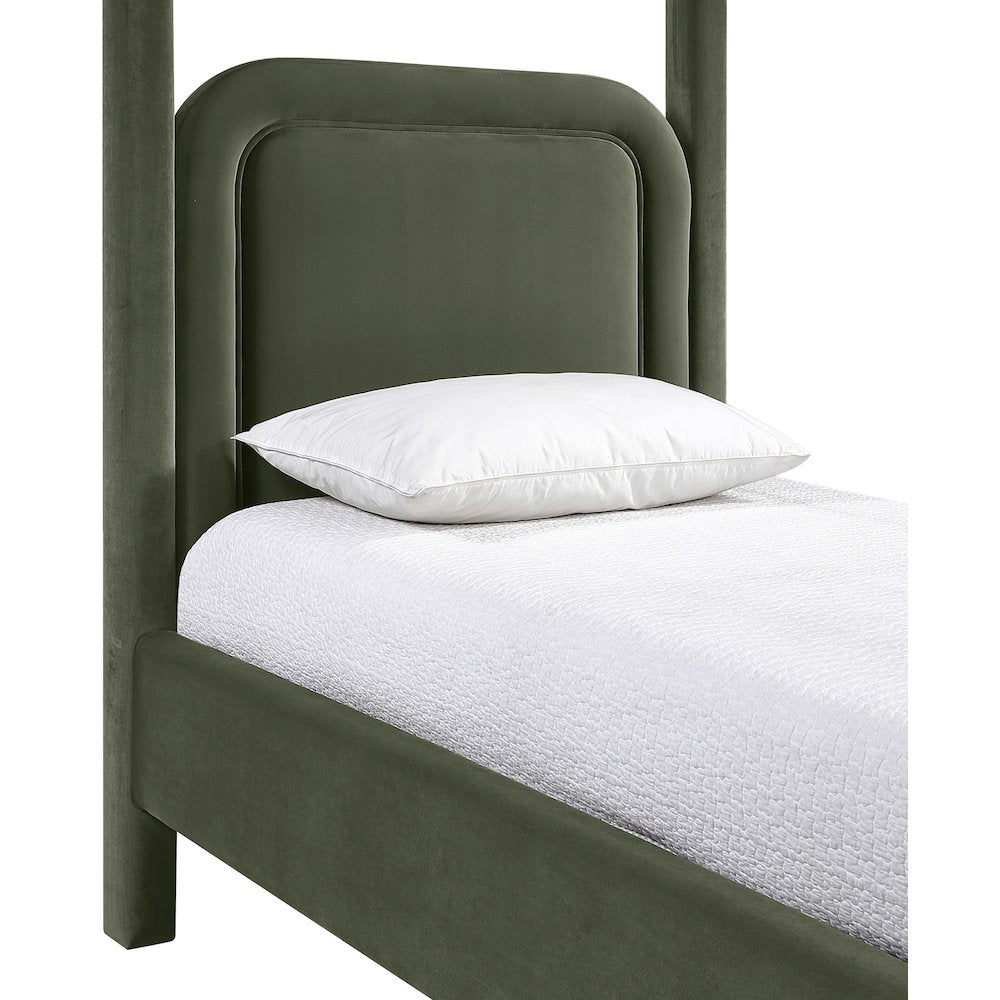 Salina Green Velvet Upholstered Twin Bed