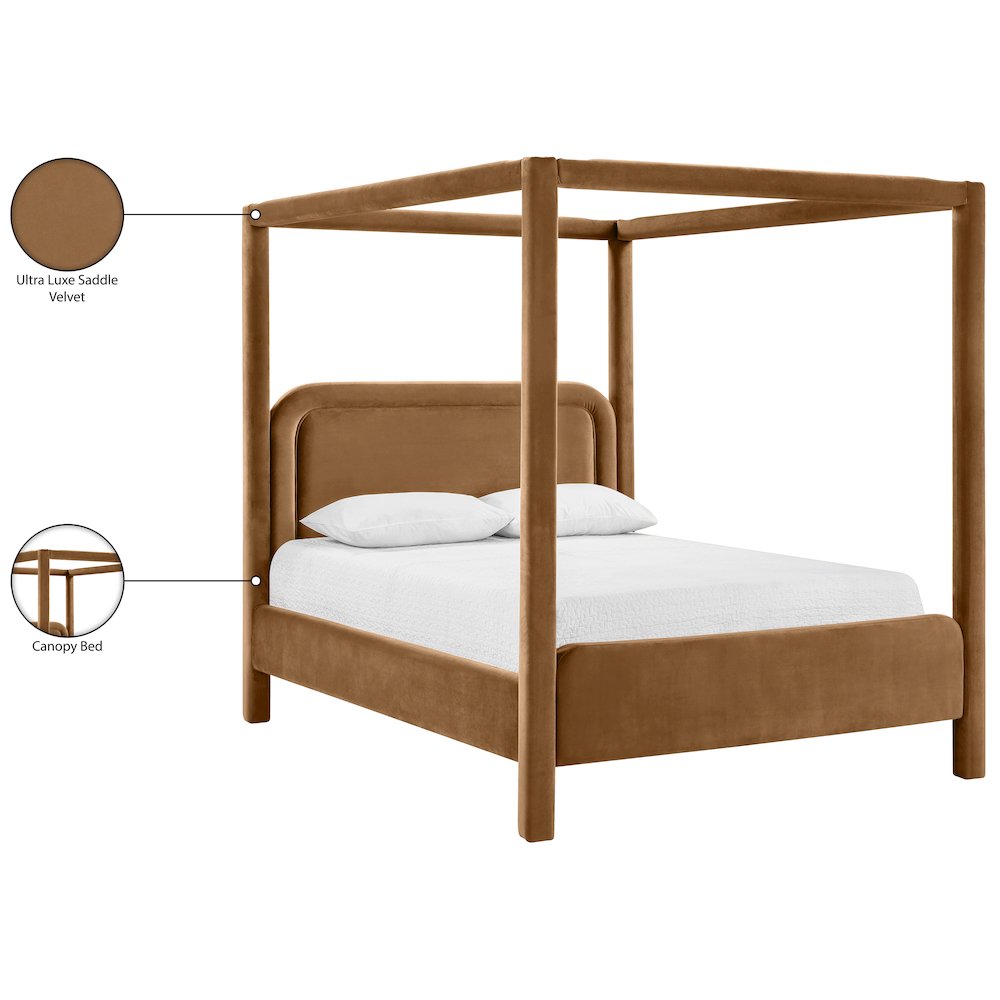 Salina Saddle Velvet Upholstered King Bed