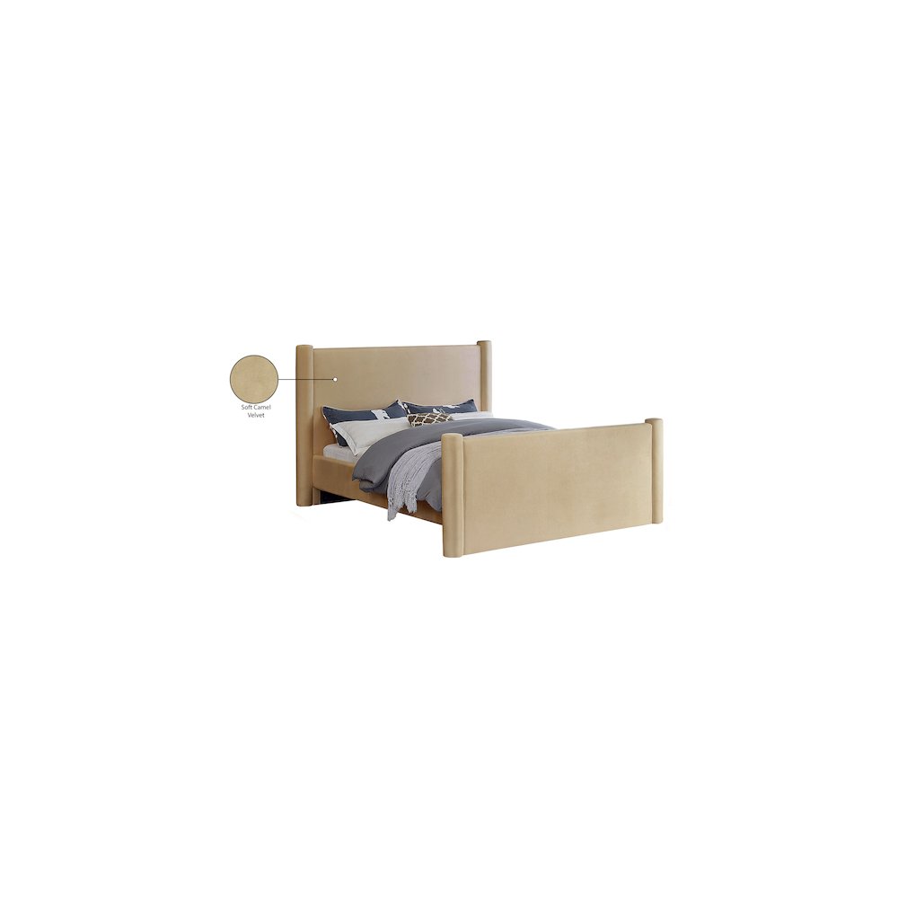 Elias Camel Velvet King Bed