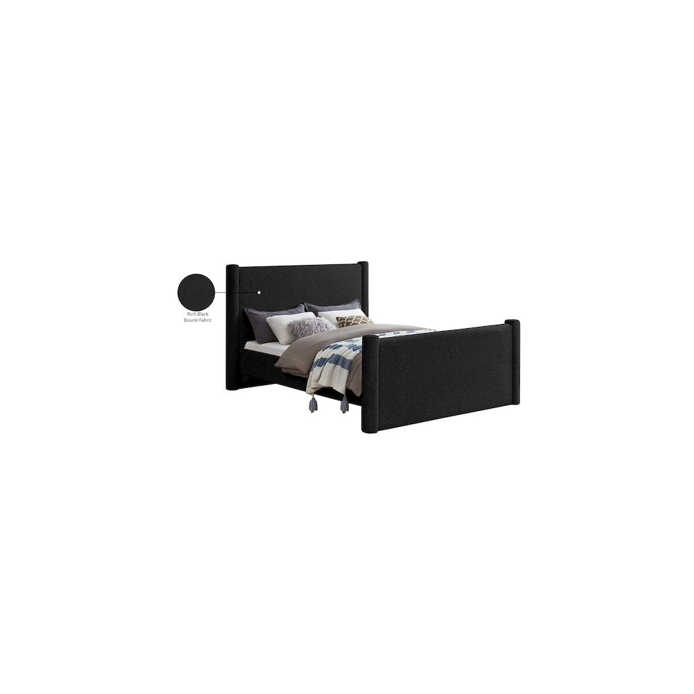 Elias Black Boucle Fabric Full Bed