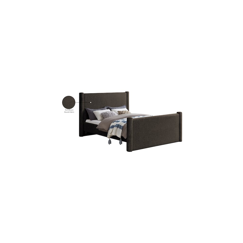 Elias Brown Boucle Fabric Queen Bed