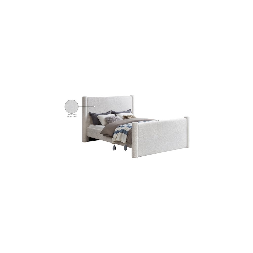 Elias Cream Boucle Fabric Queen Bed