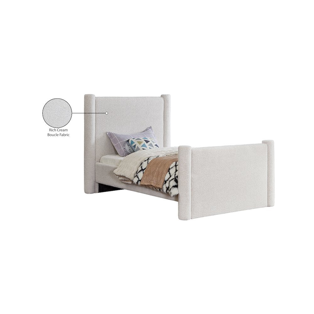 Elias Cream Boucle Fabric Twin Bed