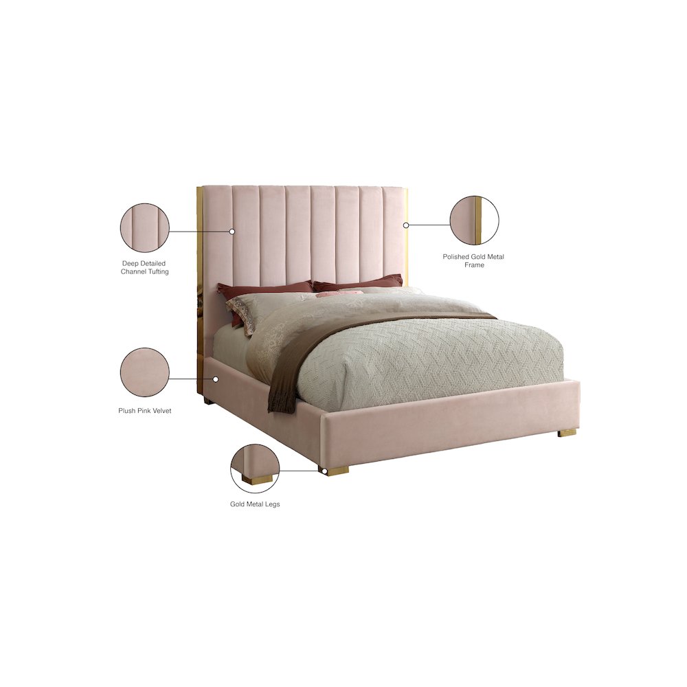 Becca Pink Velvet Full Bed