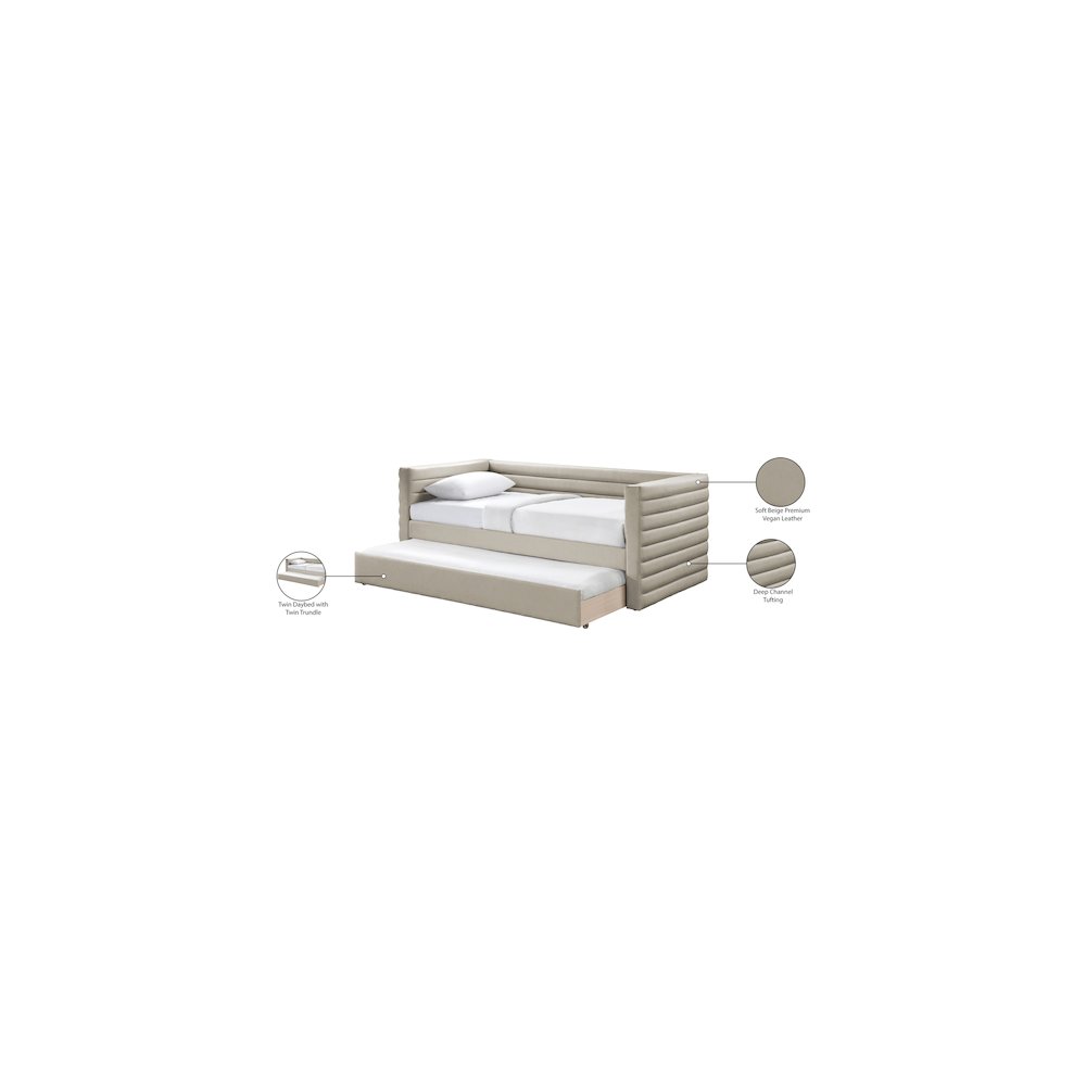 Beverly Beige Vegan Leather Twin Daybed