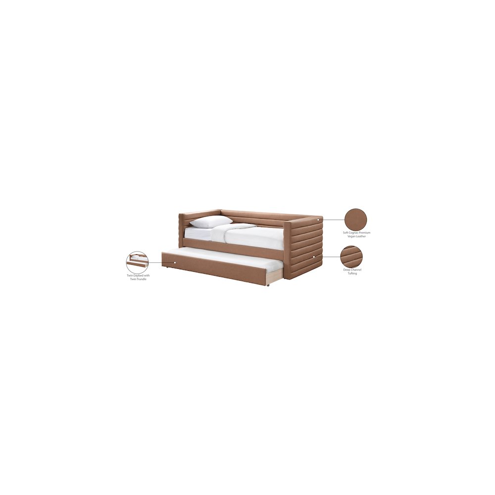 Beverly Cognac Vegan Leather Twin Daybed