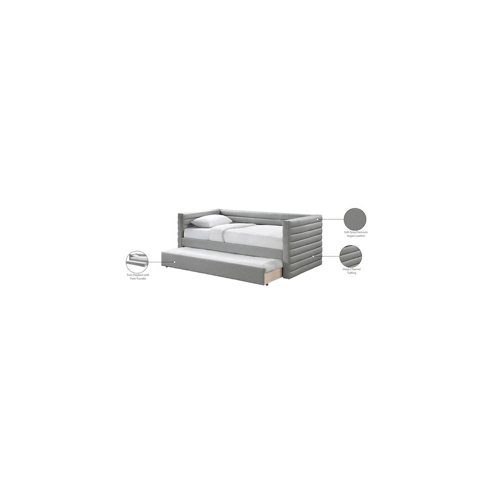 Beverly Grey Vegan Leather Twin Daybed