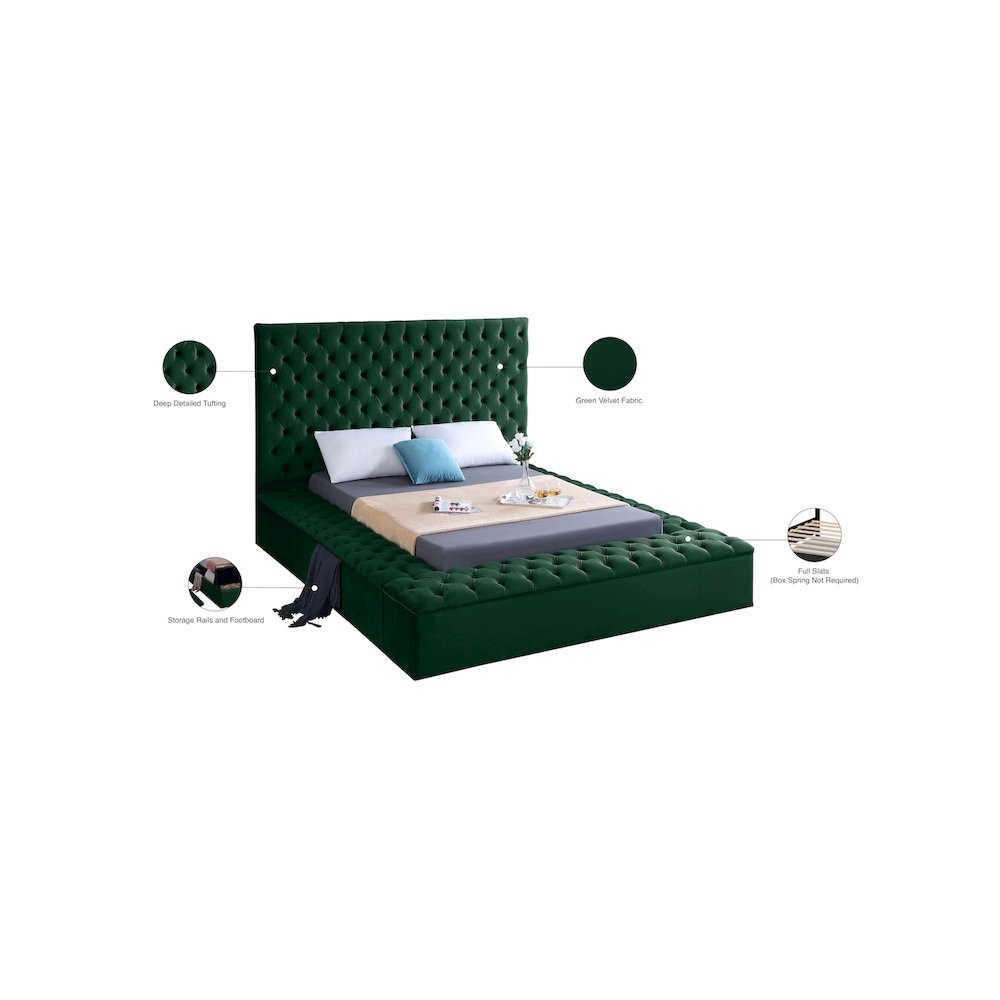 Bliss Green Velvet Full Bed