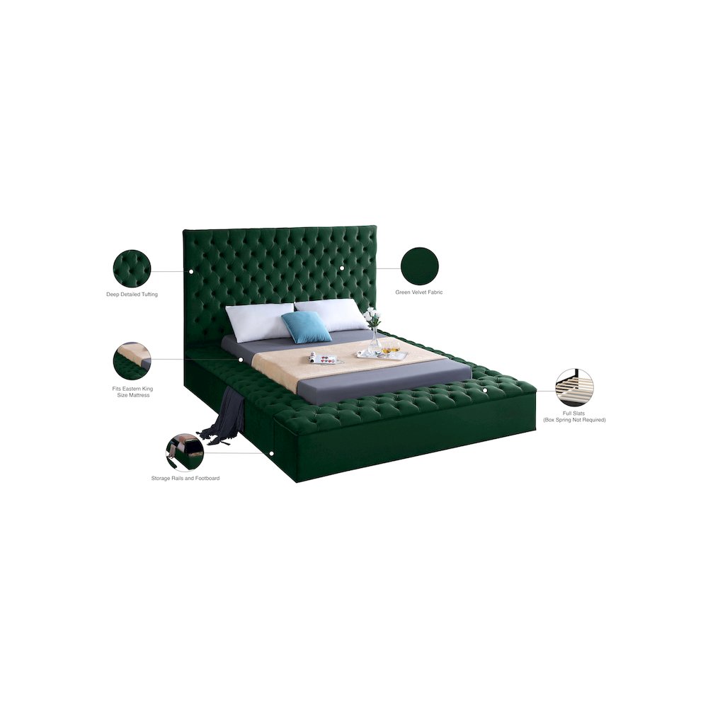 Bliss Green Velvet King Bed