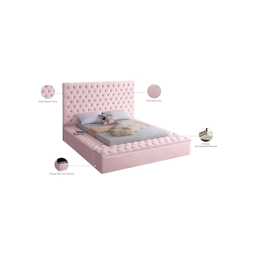 Bliss Pink Velvet Full Bed